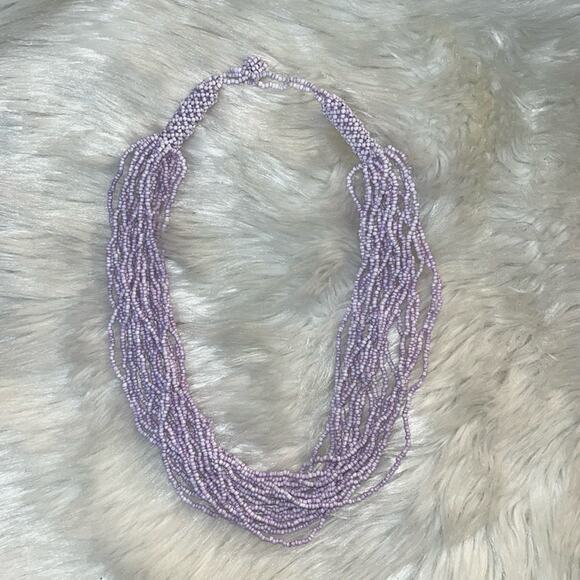 NEW Beautiful Lilac Handmade Beaded Necklace - Picture 2 of 5